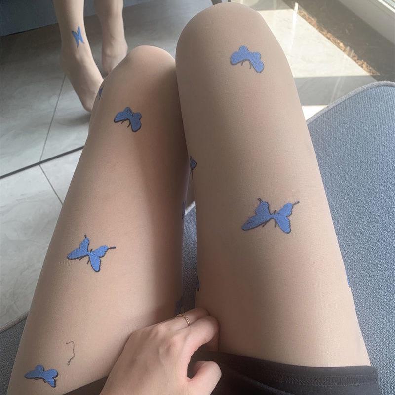 Summer Women's English Print B-Letter Black Pantyhose - 8D Net Stockings