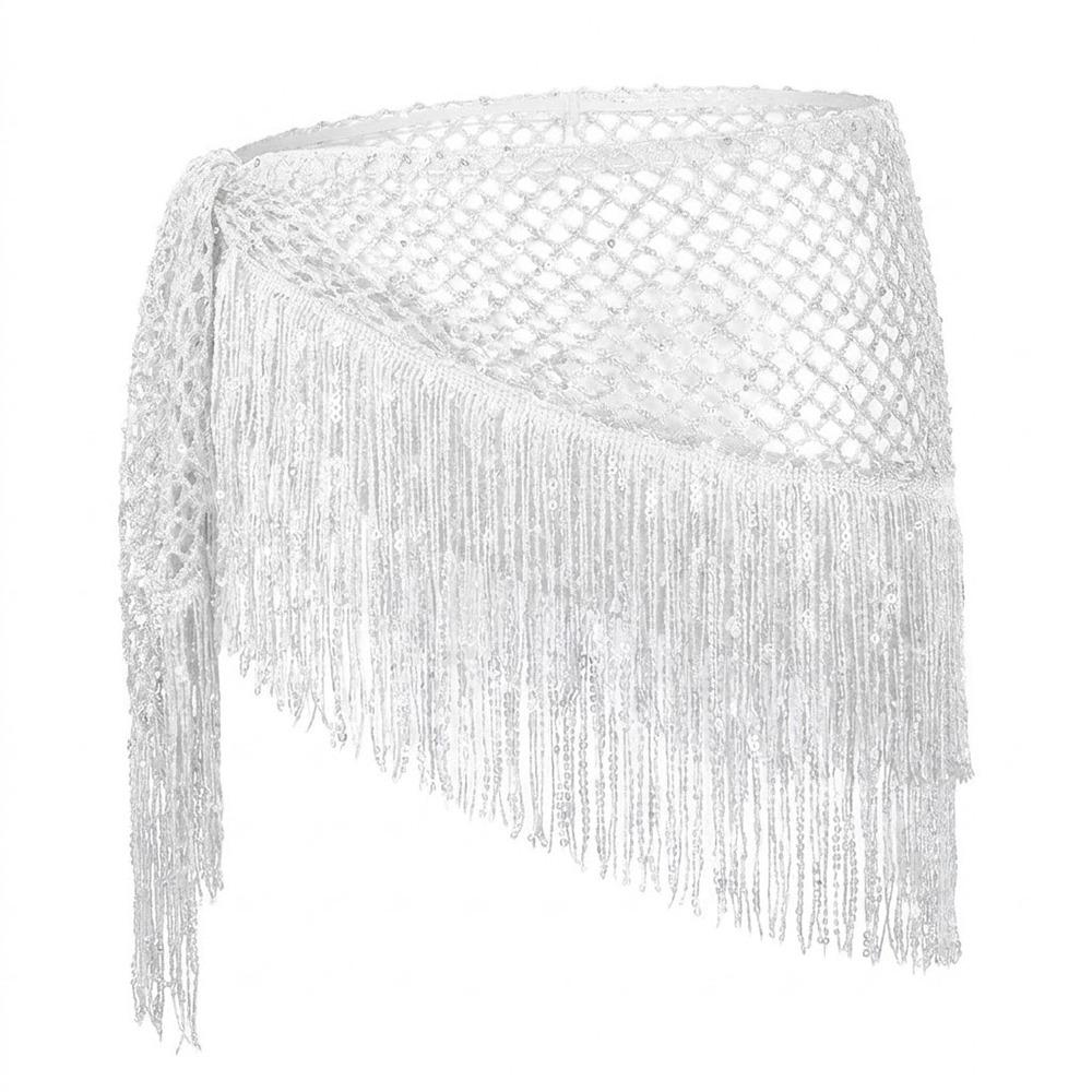 Sequins Tassel Triangle Hip Scarf Glitter Fringe Triangle Waist Wrap Scarf  Women Outfit