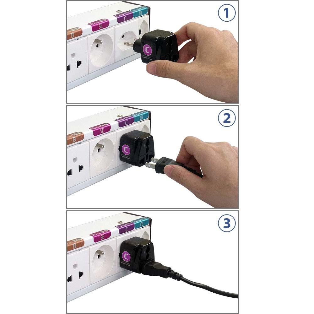 Conversion plug for overseas economical set of 2 electronic plugs type C travel, (C + type) RW-PS04
