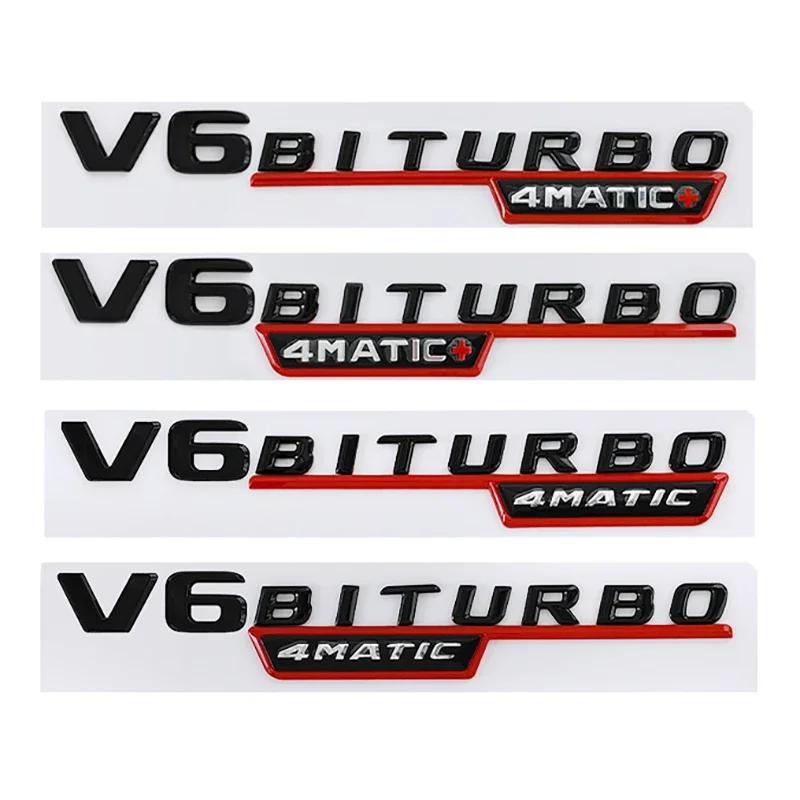 1 Pair ABS Car Fender Emblem Tail Badge Sticker Decoration for Mercedes Benz V6 BITURBO 4MATIC+ W210 W211 W168 W176 W204 W251