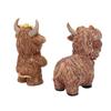 Flower Highland Cow Statue Cute Small Animal Figurines for Home Garden Kitchen Office