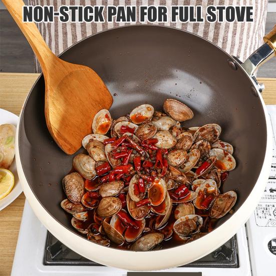 Traditional Belly Wok Non-Stick Thick Bottom Frying Pan Even Heating Iron Skillet Versatile Iron