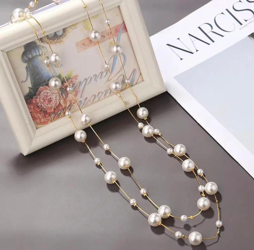 Korean Pearl Necklace: Luxurious Long Sweater Chain for Autumn/Winter
