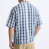 Zara Loose Fit Lapel Casual Short Sleeve Shirt Men Shirts Blue 7200330-400