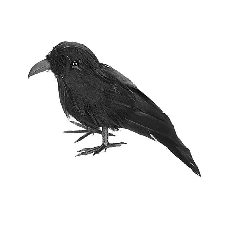 Realistic Faux Feather Crow Prop  Lifelike Black Bird Decoration for Halloween, Garden, Photography, Home Styling
