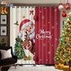 2Pcs Cartoon Santa Claus Print Perforated Blackout Curtains Various Sizes For Living Room Bedroom Insulation Holiday Decoration