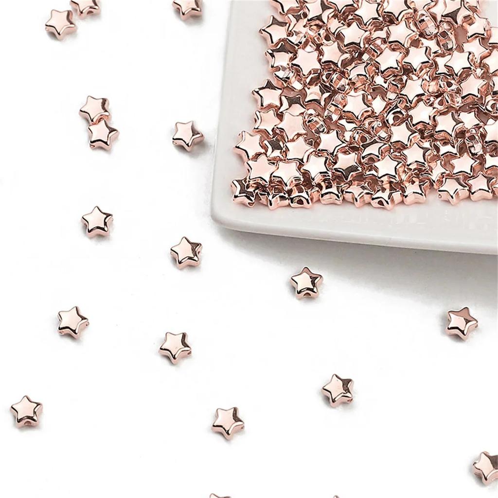 TX22 6/10/12mm 50pcs Solid Color Manual Alien Star Shape Beaded Exquisite Charm Plated Beads Jewelry DIY Bracelets Accessories