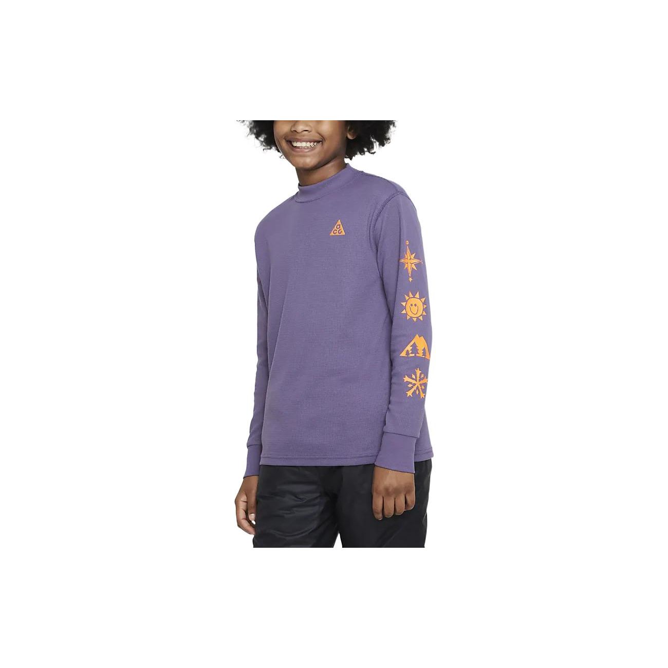 

Nike Kids Letter Print Pullover High Neck Long Sleeve T-Shirt Kids tops Canyon-Purple DR6150-553 L