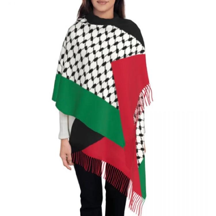 Winter Palestinian Scarf with Tassels for Religious Ceremonies Windproof Scarf