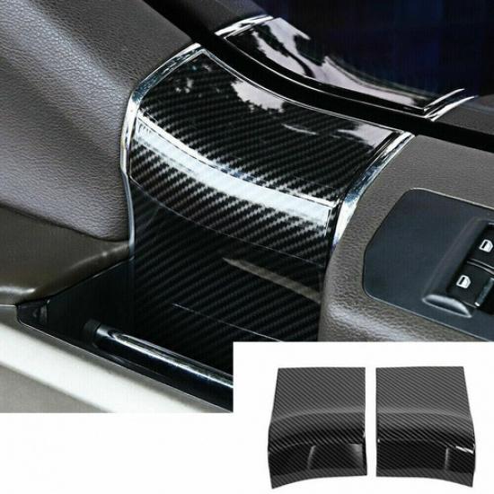 Carbon Fiber Inner Door Handle Panel Trim Cover For Ford F150 F-150 2015+ 2Door