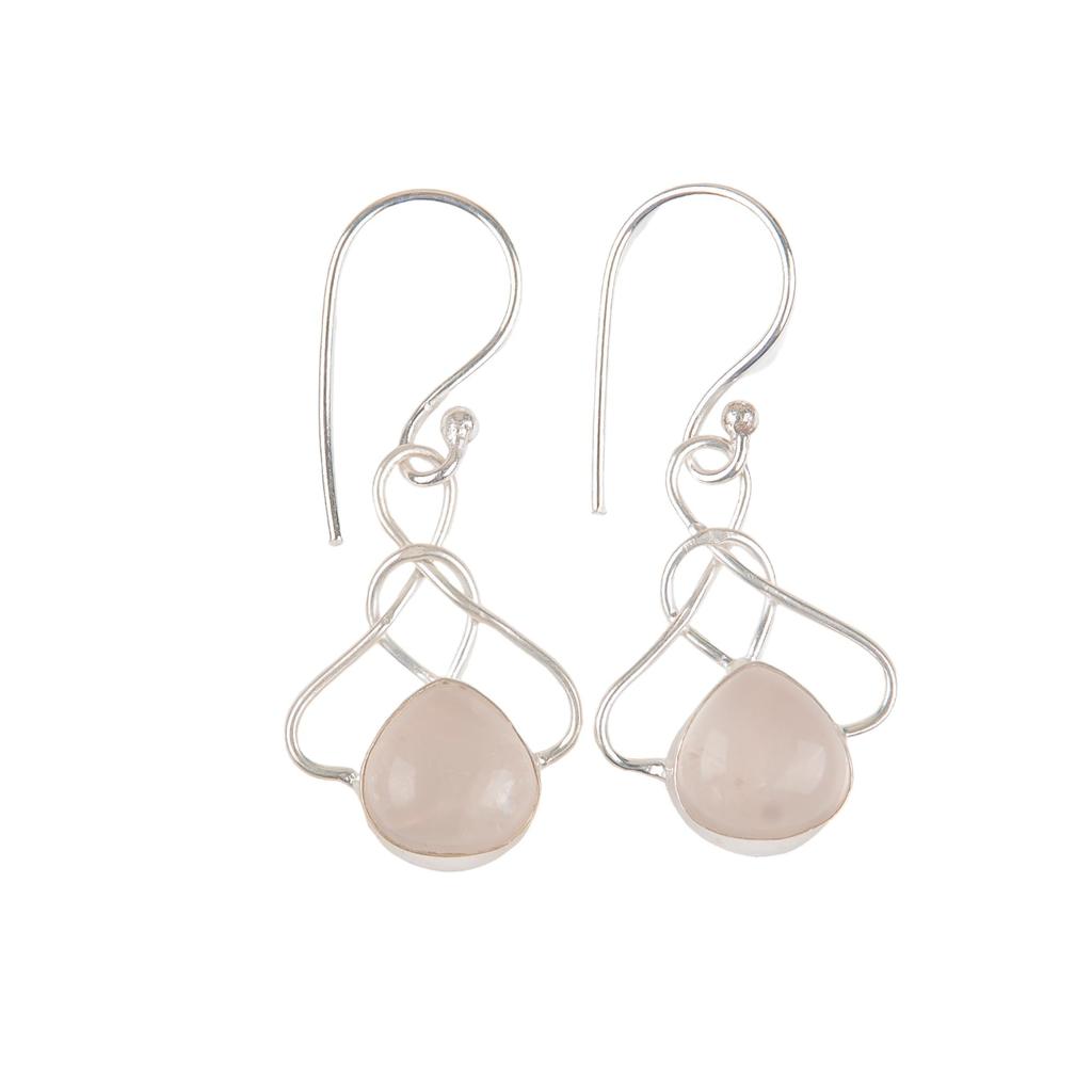Rose Quartz Gemstone 925 Sterling Silver Handmade Jewelry Pretty Hook Earrings 1.50" For Her EE-2-22