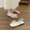 Butterfly version~ Bow fairy toe flat sandals female one-word buckle with square head with skirt shoes