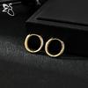 ZS 1 PC Gold Color 925 Sterling Silver Hoop Earring For Women Girls 4-10MM Round Earrings Helix Cartilage Rook Piercings Jewelry