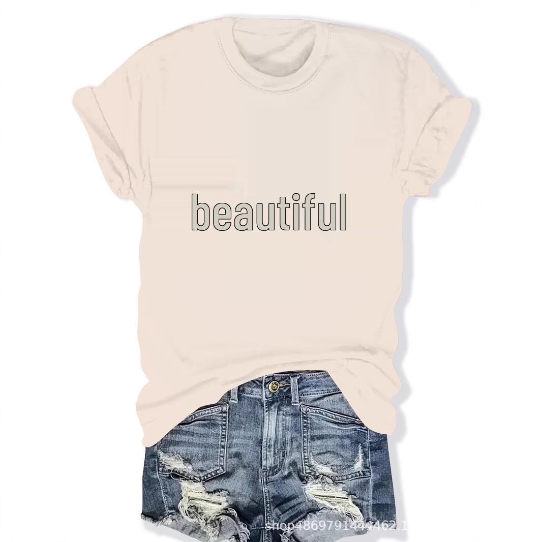 

Women s Fashion Round Neck T-shirt for Cross-Border Trade Large