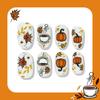 Halloween Press On Nails 24pcs Cute Pumpkin Maple Leaf Fake Nails Autumn False Nail with 1 Jelly Glue and 1 Nail File