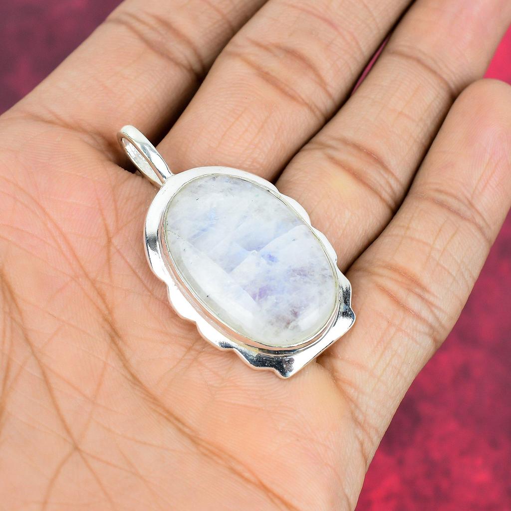 Moonstone Pendant, 925 Solid Sterling Silver Gemstone Jewelry, Handmade Pendant, For Thanksgiving