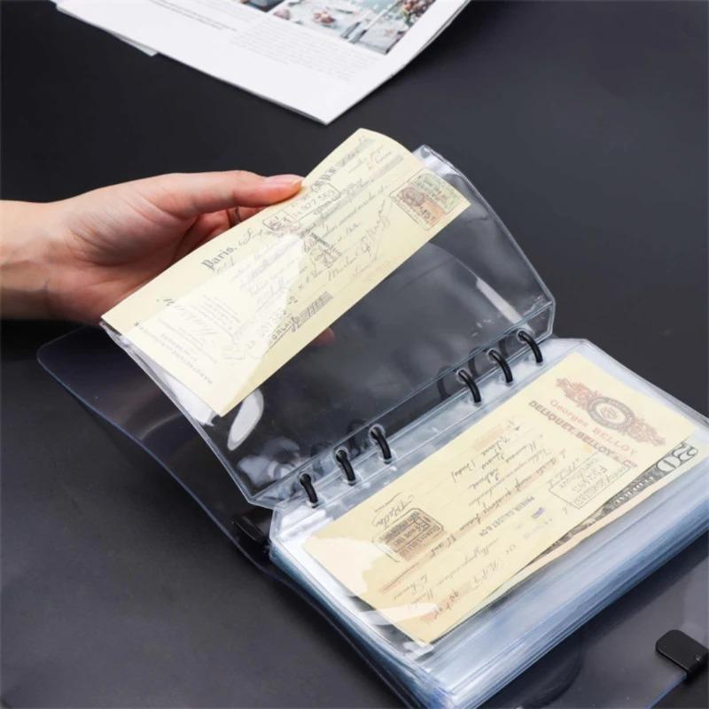 Clear PVC Loose Leaf Pouch Compatible with A5 A6 A7 Ring Binders Flat Pull Design for Easy Access Durable Plastic Material