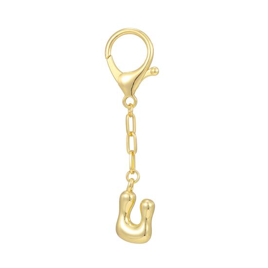 Letter Keychain Mini 3D Alphabet Charm Matte Glossy Golden Plating Key Chain with Lobster Clasp Bags Keys Bracelets Accessories