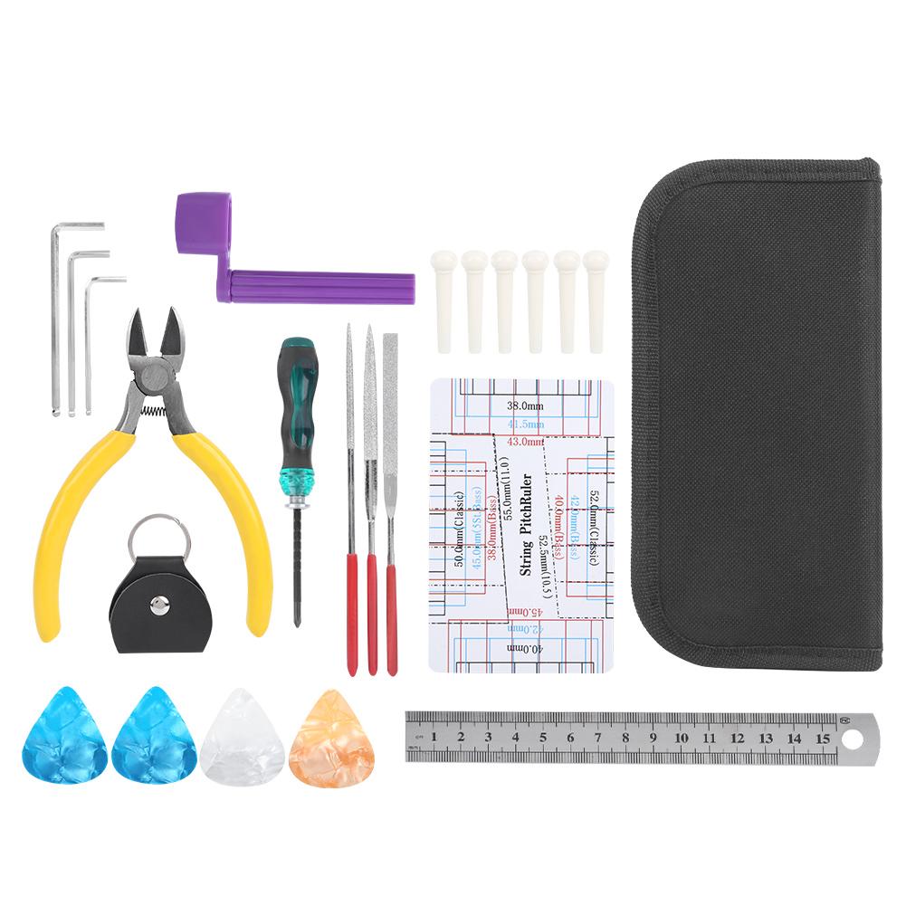 22Pcs Set Metal Guitar Repairing Maintenance Tool Kit Musical Instruments Accessory