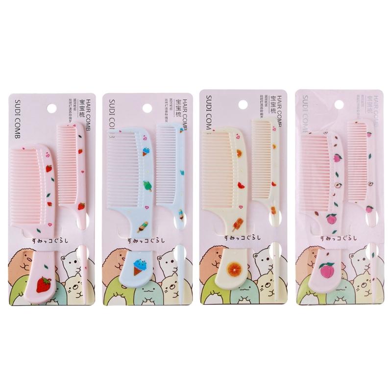 2 szt./zestaw Uroczy Dziecięcy Grzebień do Włosów Antystatyczny Grzebień z Ostrym Końcem dla Dziewczynek Dzieci Wzór Owocowy Grzebień do Włosów Prezent