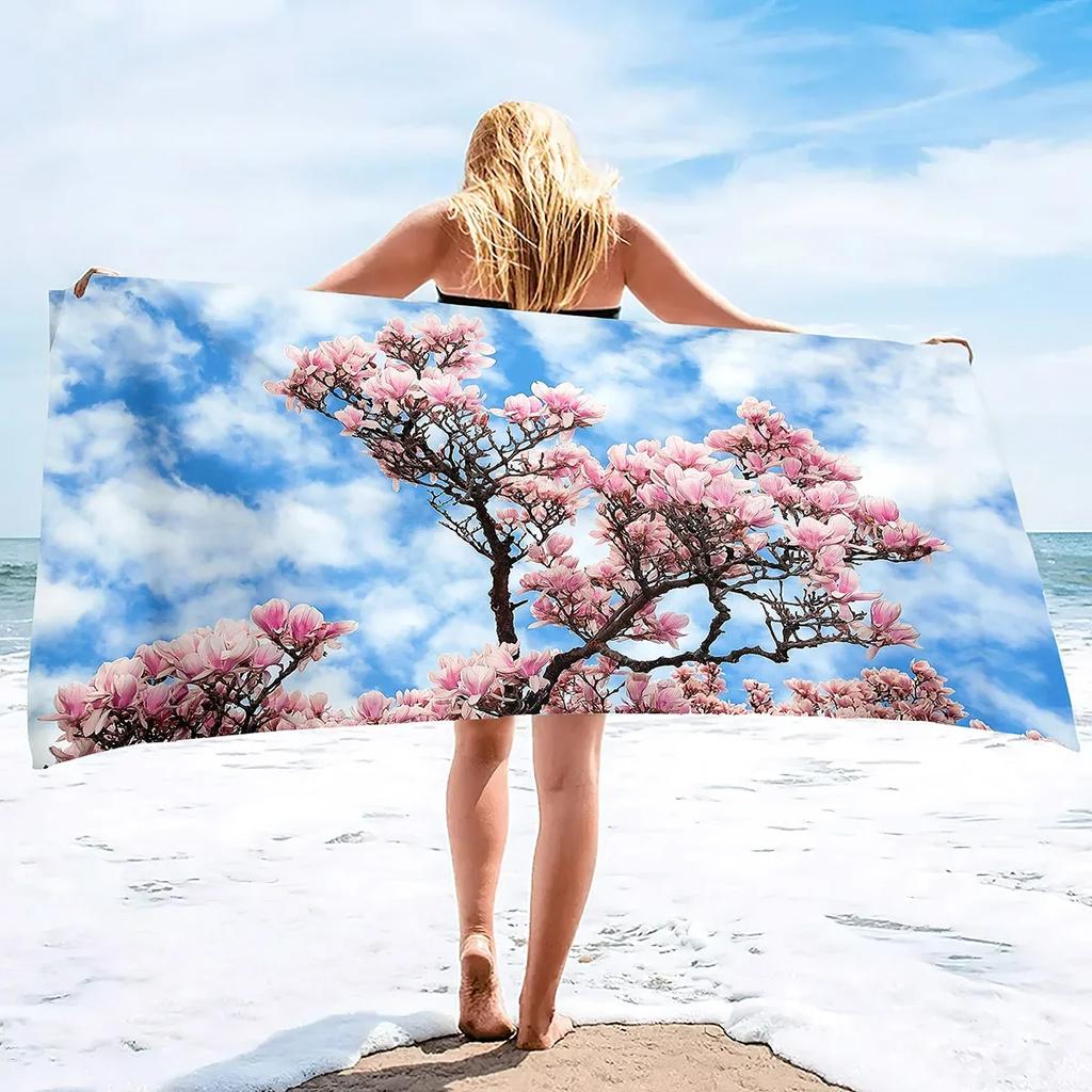 Magnolia Flower Beach Towel Sand Free Microfiber Towels for Beach Quick Dry Pool Towel Blanket Beach Towels for Adults Kids