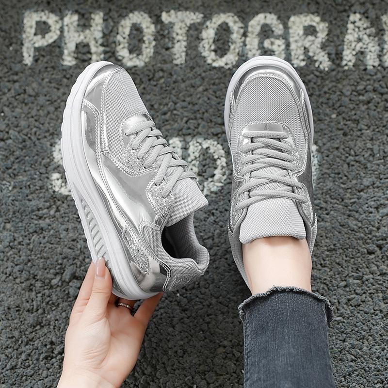 Women’s Sneakers Casual Outdoor School Student Shoes Lightweight for Girls Sneakers Silver Gold Plus Size