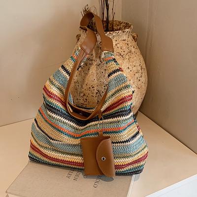 Sac tissé à la main de grande capacité pour femmes Nouveau sac fourre-tout de mode pour femmes Sac de plage de vacances pour femmes