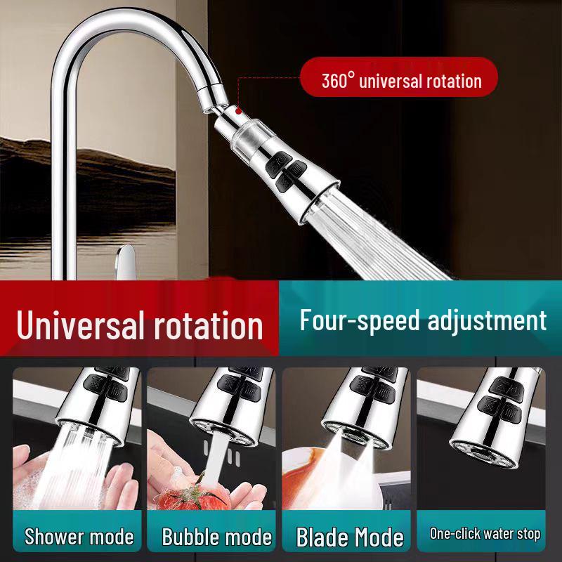 Universal Rotatable Kitchen Faucet Extender with Purifier and Anti-Splash Head