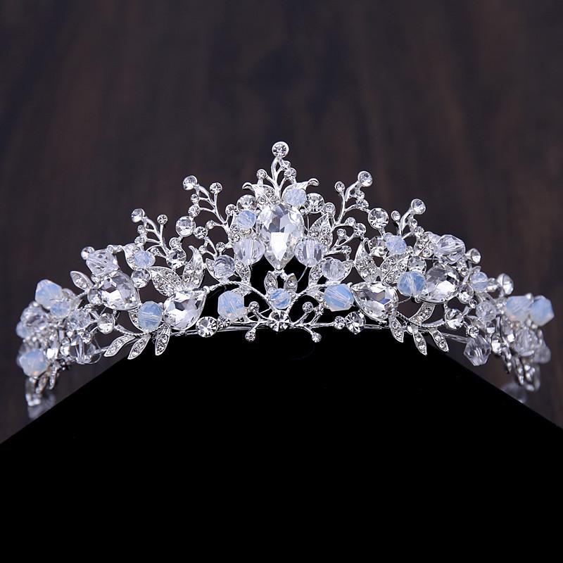 Flower Crystal Bridal Jewelry Sets Handmade Tiaras Earrings Necklace Crown Wedding Dress Bride Jewelry Set Prom