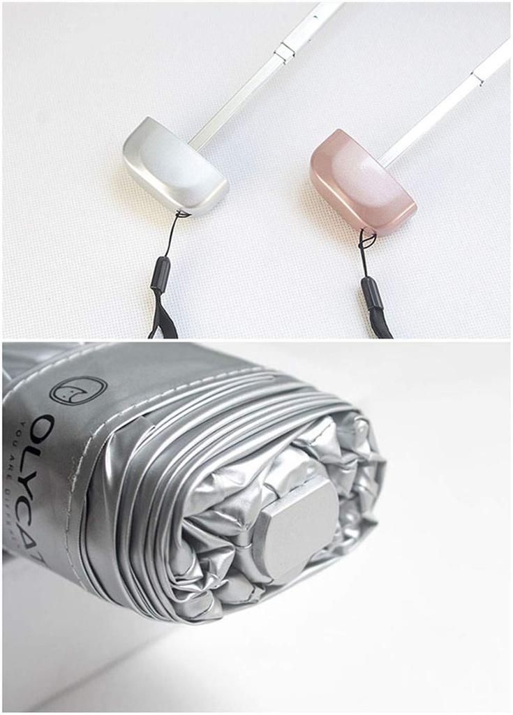 Folding UV Full 6 Sun Silver Folding Umbrella for Mini Umbrella with Storage Perfect for the Rainy or as a Gift Parasol, 99.9% Protection, UPF50+,