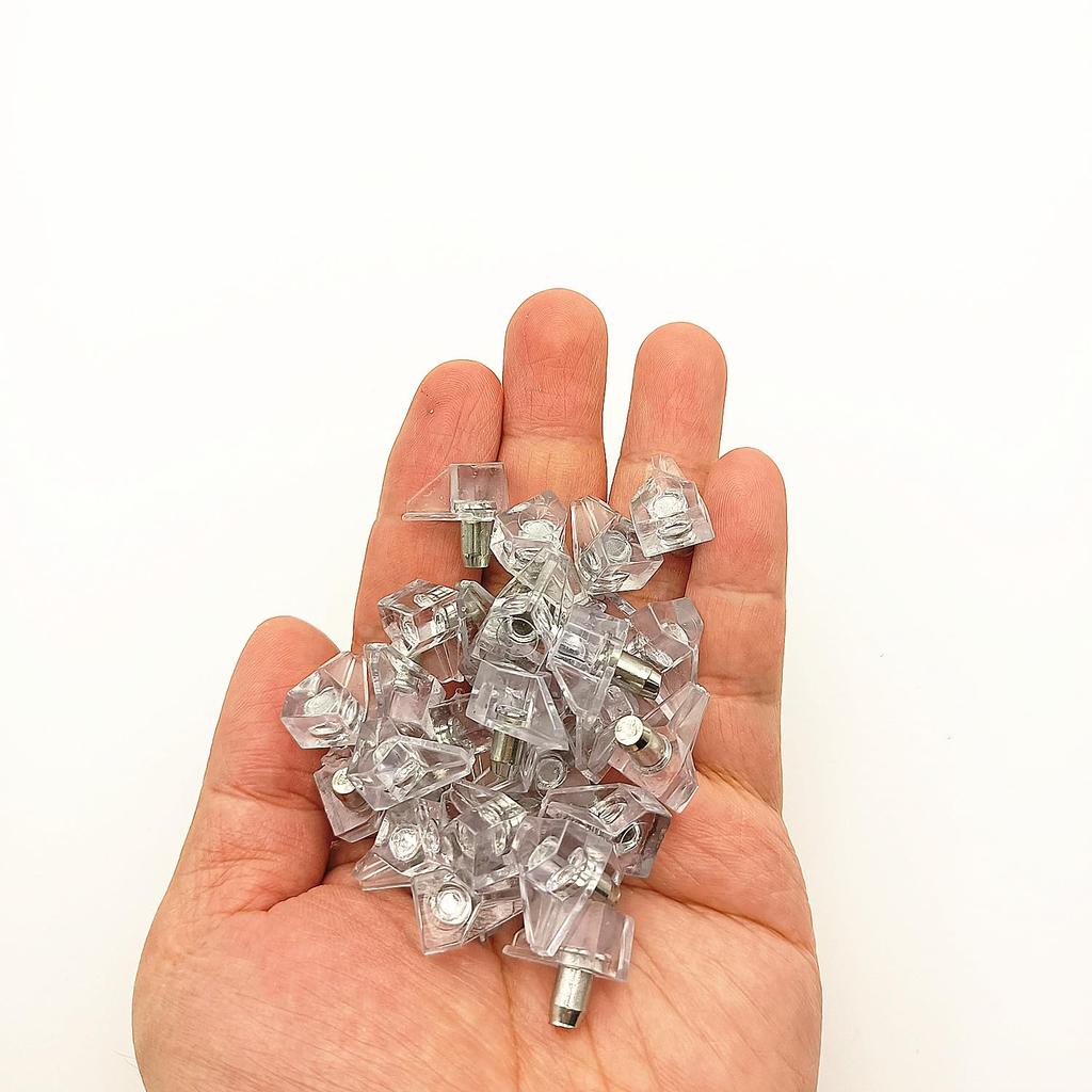 30pcs Clear Plastic 5mm Shelf Pins, 3/16 Cabinet Shelf Support Pegs for Kitchen Cabinets Bookcase Shelves Cupboard (Transparent)