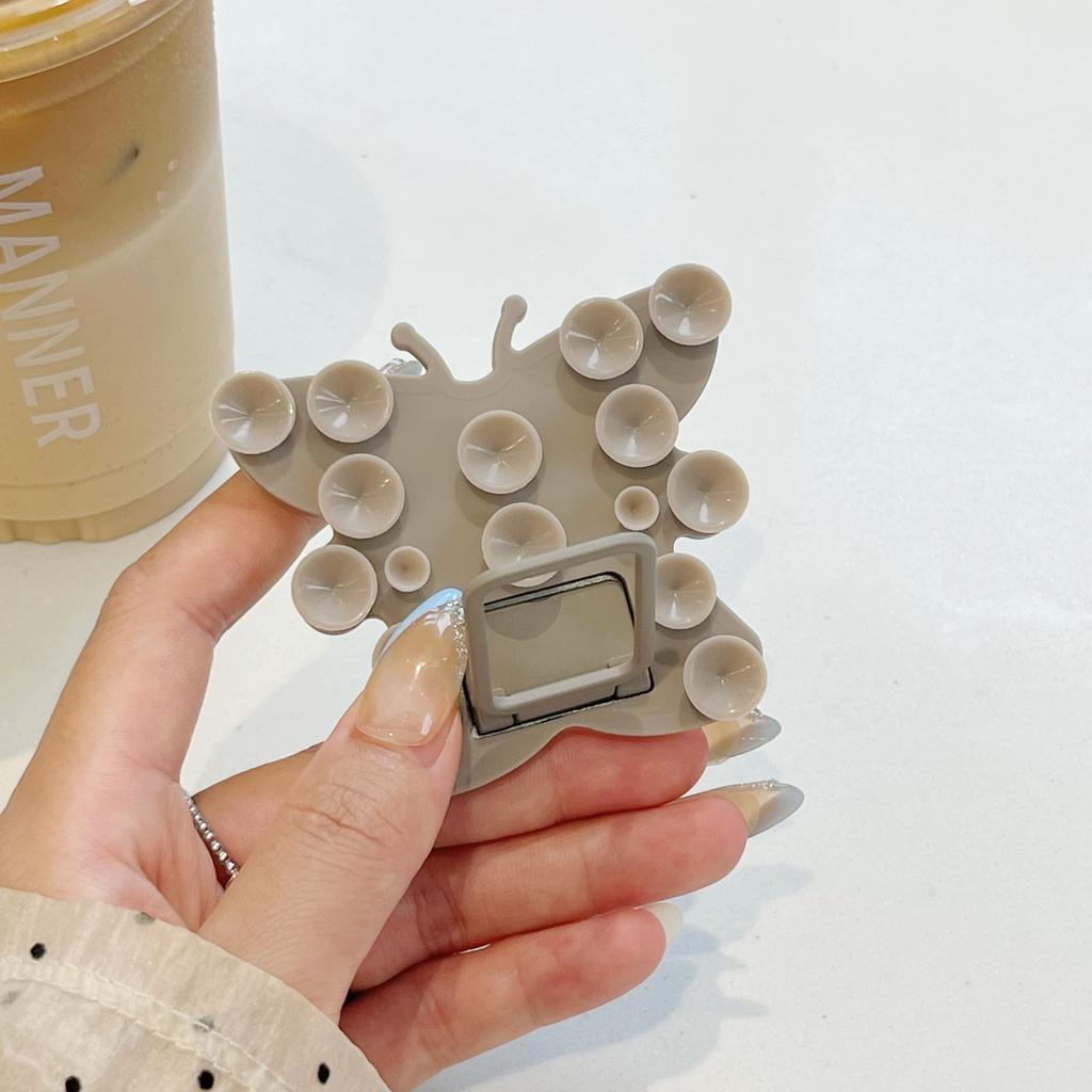 Butterfly Silicone Suction Cup Phone Stand Holder Portable Desktop Kickstand Square Ring Holder