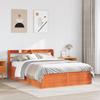 Solid Wood Bed with Headboard Wax Brown 135 X 190 Cm Pine
