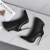 Fashion Size 34-48 Sexy Shoe 12cm High Heel Women Black Sexy Point Toe Ankle Boots Autumn Dress Shoes