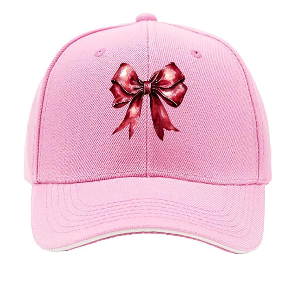 Glossy Red Ribbon Bow Illustration Graphic Sandwich Baseball Cap Unisex Women Sun Cap Outdoor Workouts Hat