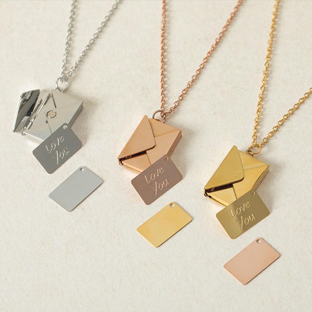 Meise Jewelry Literary English Letter Card Necklace In Stainless and Titanium Steel