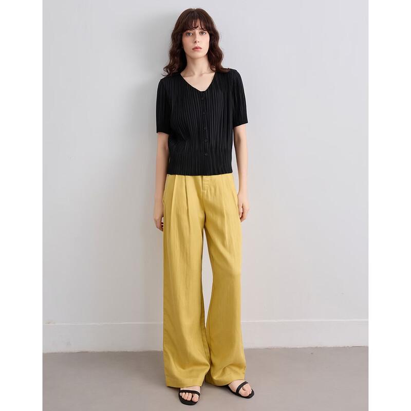 Demana Women's Linen-Lyocell Blend Wide-Leg Pants