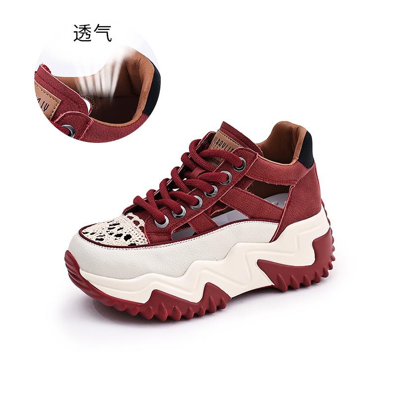 Leather Sandals Women's 2025 Summer New Women's Flat-bottomed Comfortable Retro High-top Fashion Platform Beach Women's Shoes