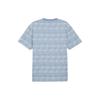 Puma X Palm Tree Crew Collaboration Striped Tee All Over Print Casual Round Neck Short Sleeve T-Shirt Men Tops Sky-Blue 625073-20