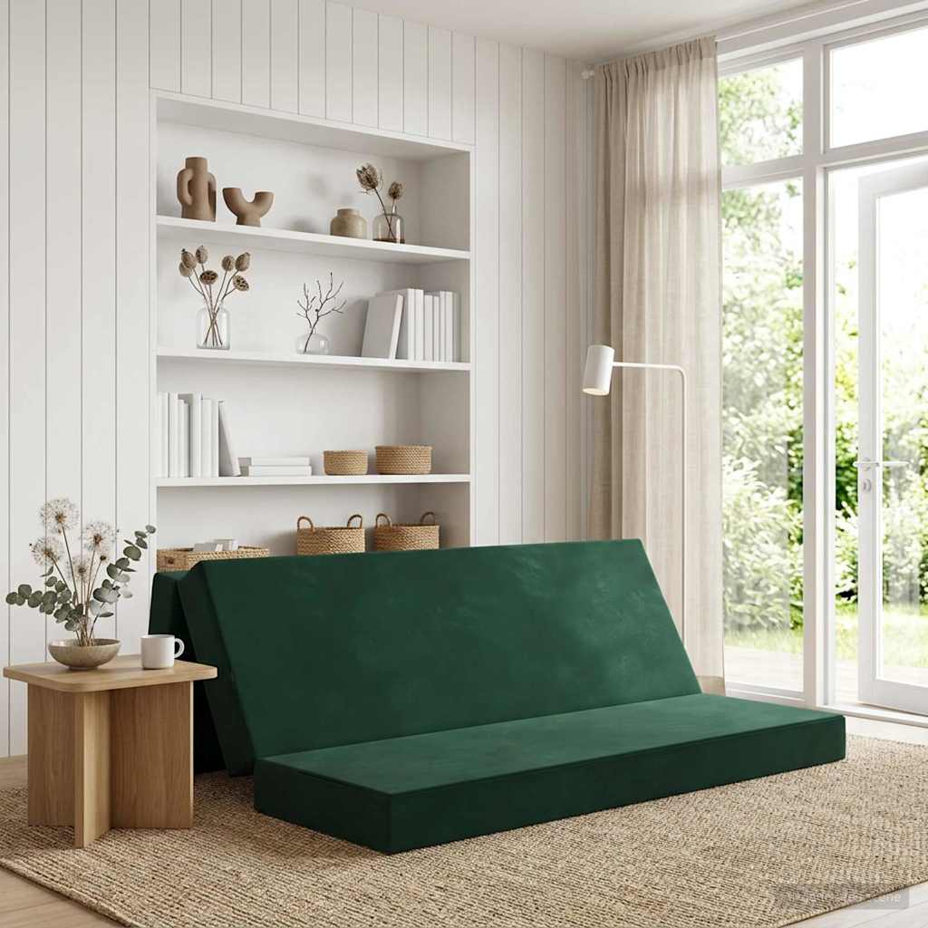 Folding Sofa Bed 180 x 67 x 45 cm Dark Green