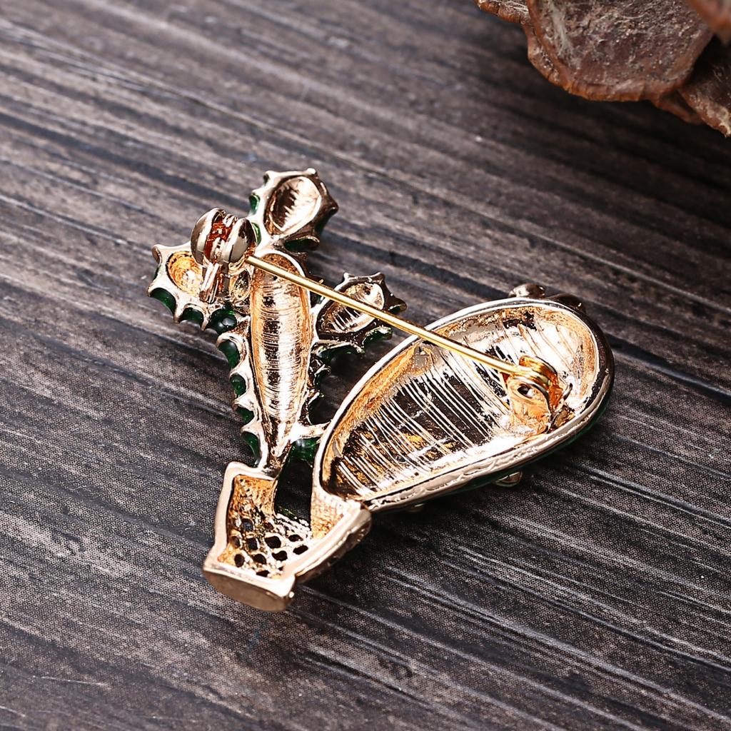 Vintage Colorful Rhinestone Green Enamel Cactus Brooches For Women Men Elegant Classic Cactus Potted Plant Buckle Pins Jewelry