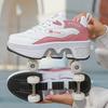33-42 Kids/ Mens Four Wheels Sneakers with On Double Wheels Roller Sneakers  Deformation  Roller Skate Shoes for Girls