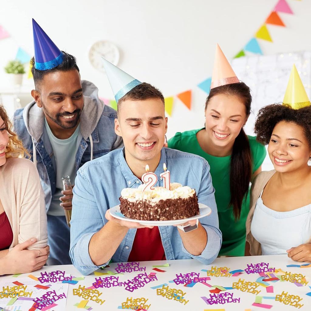 Skylety 100 Pieces Glitter Table Confetti Happy Birthday Confetti for Women Men Birthday Party Decoration (Gold, Purple)