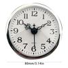 Miniature Quartzs Clock Insert 80mm Round Face Arabic Numerals Silver Trim Clock Head for Home and Office Crafting Use