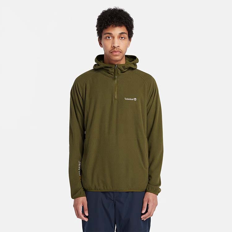 Timberland Logo Embroidered Outdoor Casual Moisture-Wicking Fleece Hooded Jacket Men Jacket Dark-Olive-Green A2KS5-302