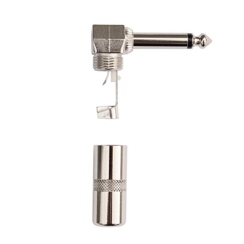 2pcs 1/4 6.35mm L-shape Jack Right Angle Male Mono Plug Audio Connector for Guitar Instrument Audio