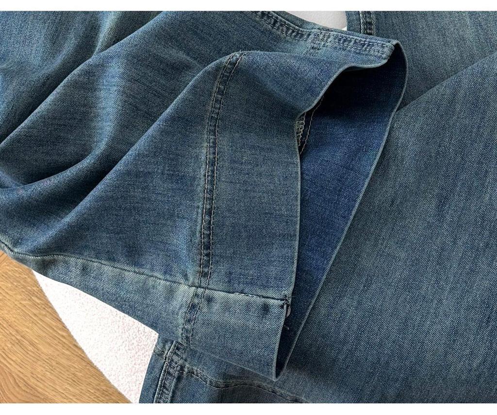 Drapey Retro Wide-Leg Jeans - Spring 2026, High-Waisted, Plus Size, Slimming, Versatile, Straight-Leg Pants for Women
