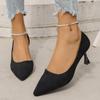 Fashion Hot Sale Women' Thin Heel Shoes New Fashion New Style Pointy Women's Shoes Shallow Mouth Suede Slip-on Wear-resistant High Heels