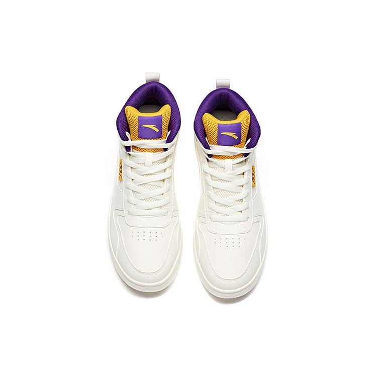 Anta High-Top Non-Slip Wear-Resistant Skate Shoes Men Sneakers White Purple Yellow 912228010-11