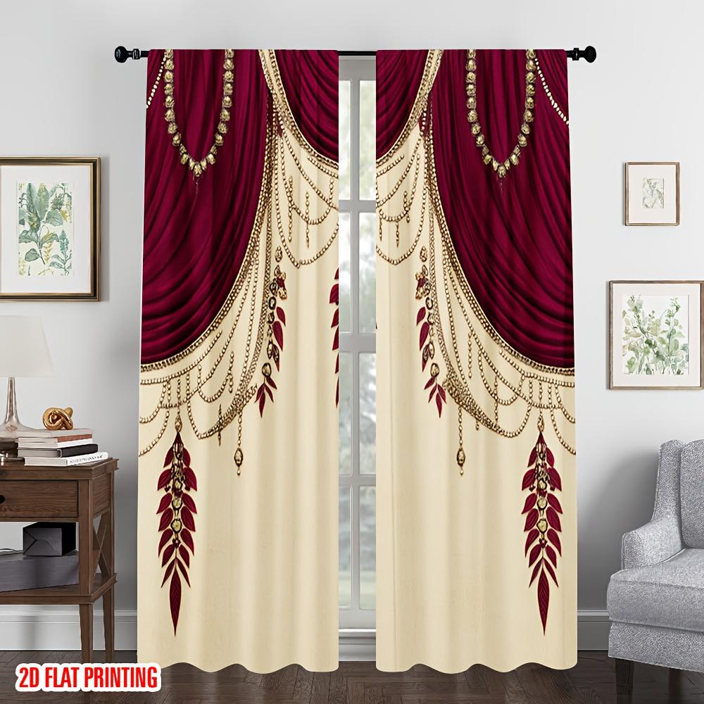 

2 шт. Стильные светофильтрующие шторы с принтом и карманной лентой – для декора гостиной и спальни Идеально для преображения дома 100*130 Grommet Top 1pcs